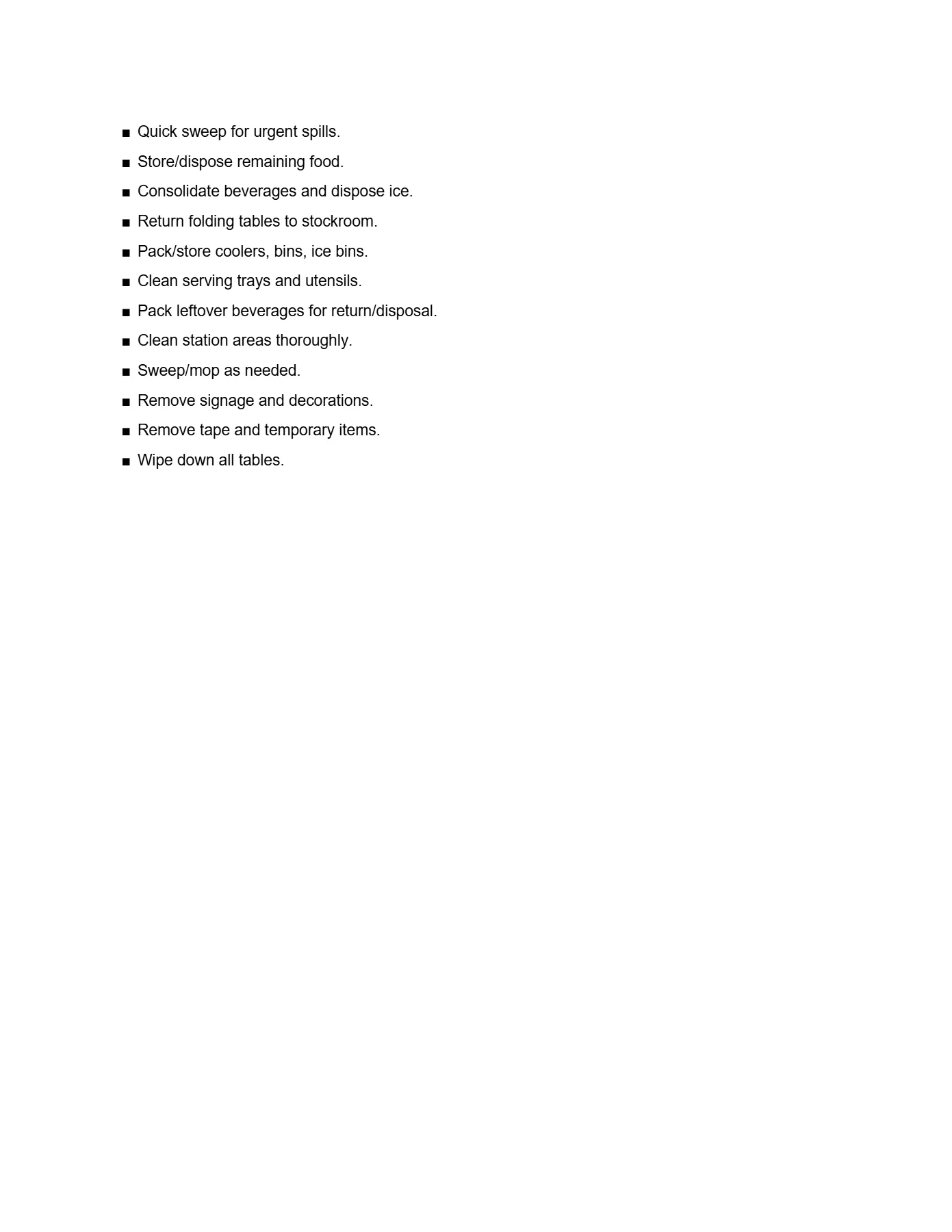 Event checklist, page 3