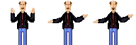 Character sheet of Mike in three poses