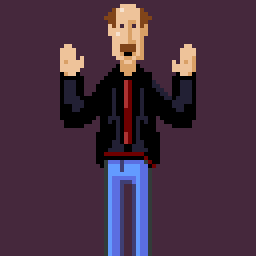 Pixel-art animation of a character named Mike