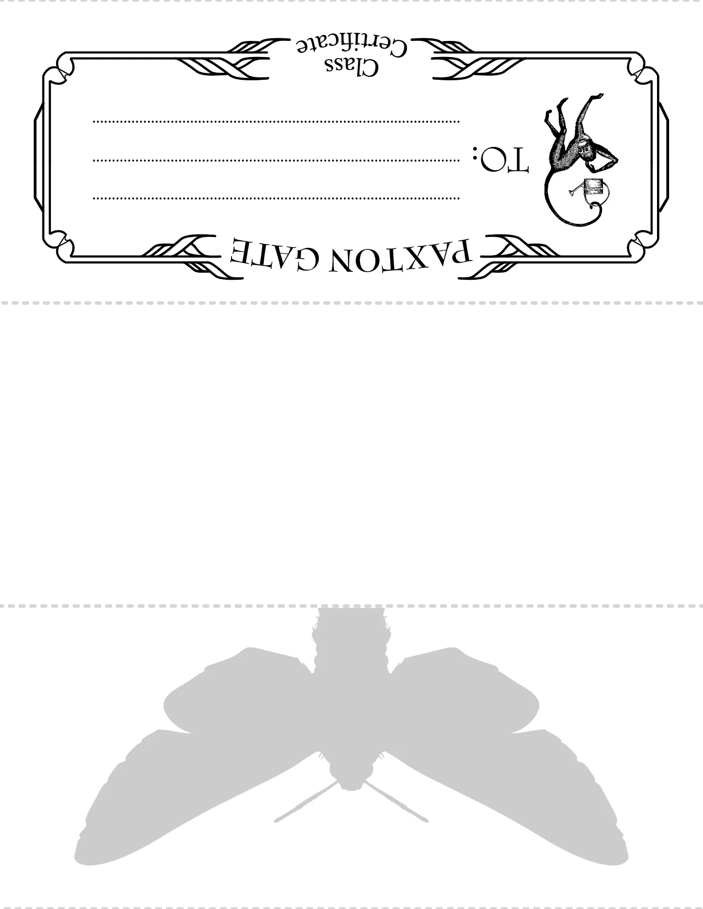 Second page of the sphinx moth class certificate